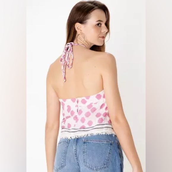 ZARA | Beaded and Embroidered Printed Halter Neck Blouse - Picture 4 of 7